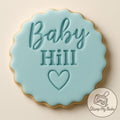 Custom Name Baby Shower fondant Stamp With Love Heart. fits M&S biscuits