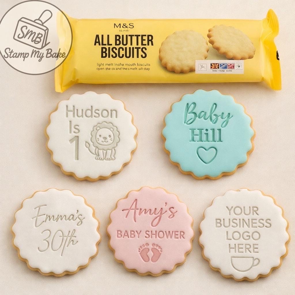 Personalised Cookie Stamp, Custom Fondant Embosser, Baking Tool, Fits M&S cookies, Cookie Cutter